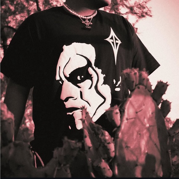 Black Graphic Tee with Bold Face Design - Picture 2 of 2